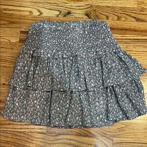 Gray and White Bubble Mini Skirt with Tiered Design